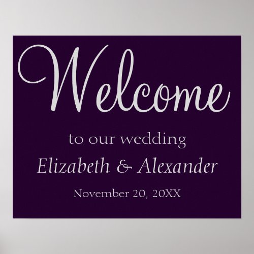 Pretty Plum and Silver Wedding  Poster