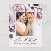 Pretty Plum Bouquet and Frame Save the Date Invitation Postcard (Front)