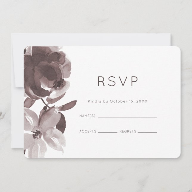Pretty Plum Floral Wedding RSVP Invitation (Front)