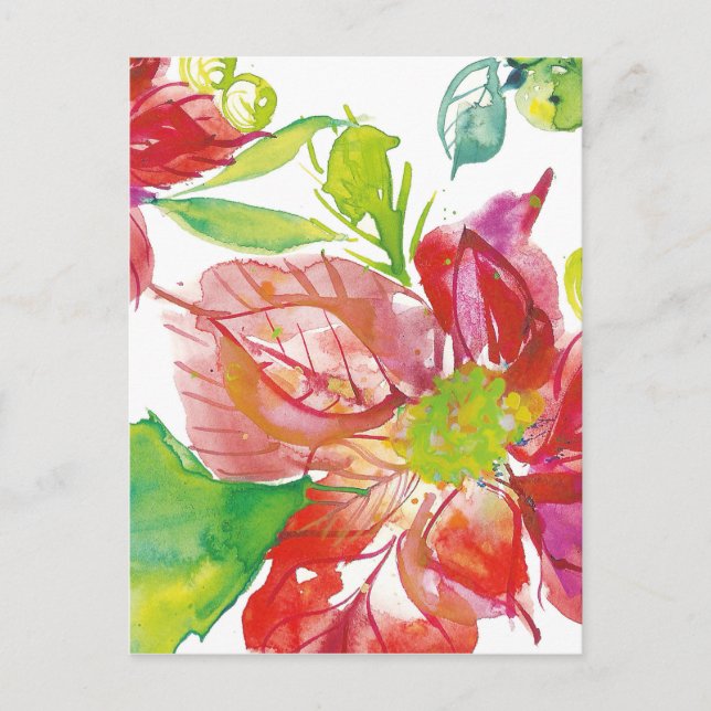 Pretty Poinsettia | Bright Neon Postcard (Front)