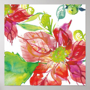 Pretty Poinsettia Bright Neon Poster