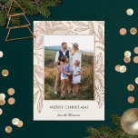 Pretty Poinsettia Floral Frame | Vertical Photo Foil Holiday Card<br><div class="desc">These beautiful Christmas holiday photo cards feature an imprint of poinsettias, berries, and sprigs in real foil over an off white background (foil options are gold, rose gold, and silver). The back is left blank - add another photo, leave as is, or use the space to write a personal note...</div>