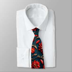 Pretty Poinsettia Neck Tie