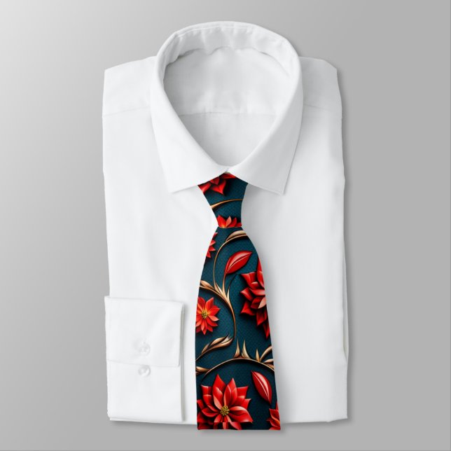 Pretty Poinsettia Neck Tie (Tied)