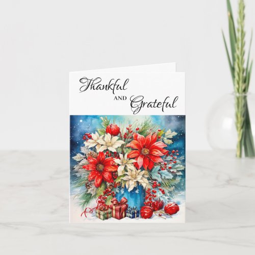 Pretty Poinsettia Plant and Gifts Greeting Card