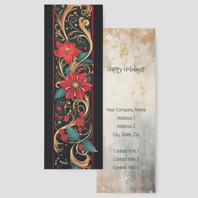 Pretty Poinsettias Business Promotional Bookmarks (Front & Back)