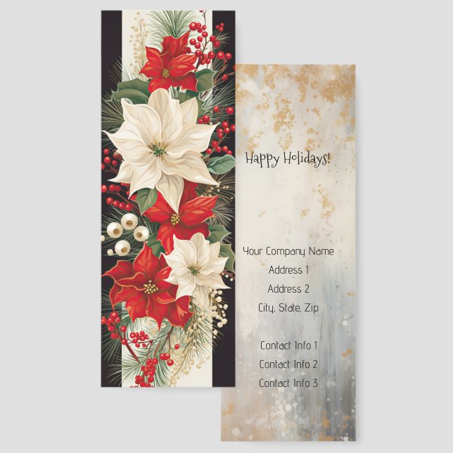 Pretty Poinsettias Small Business Promotional Bookmarks (Front & Back)