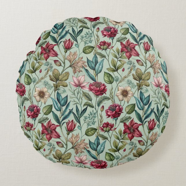 Pretty Poison Petals Round Pillow (Front)