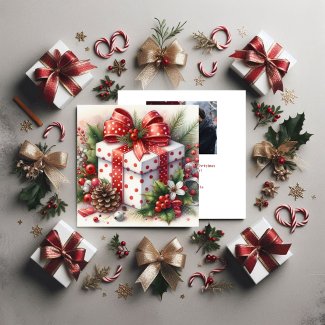 Pretty Polka Dot Coquette Bow and Holly