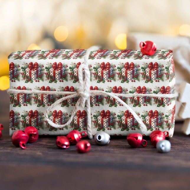 Pretty Polka Dot Coquette Bow Christmas Wrapping Paper (Creator Uploaded)