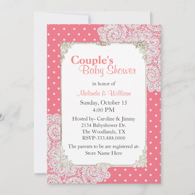 Pretty Polka Dot Couple's Baby Shower Invitation (Front)