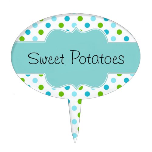 Pretty Polka Dot Custom Garden Plant Marker Cake Topper