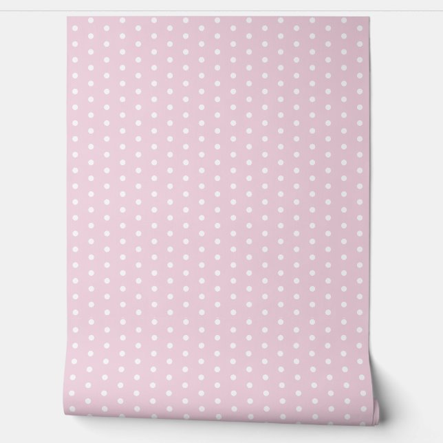 Pretty Polka Dot Pattern Cute Dotty Pastel Pink Wallpaper (Unrolling)