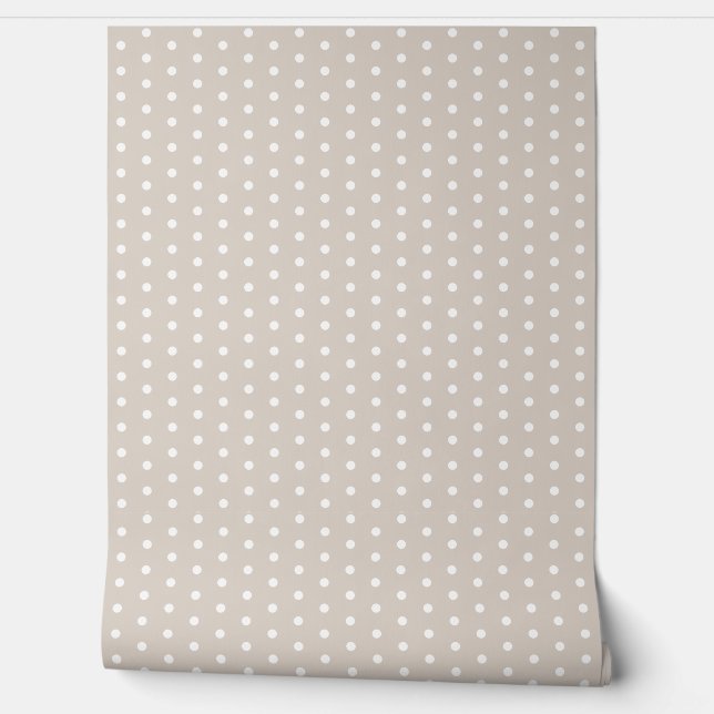 Pretty Polka Dot Pattern Stone White Cute Elegant Wallpaper (Unrolling)