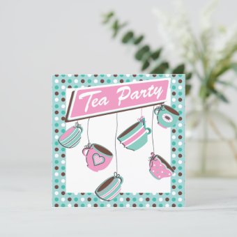 Pretty Polka dot Tea Party Invitation | Zazzle