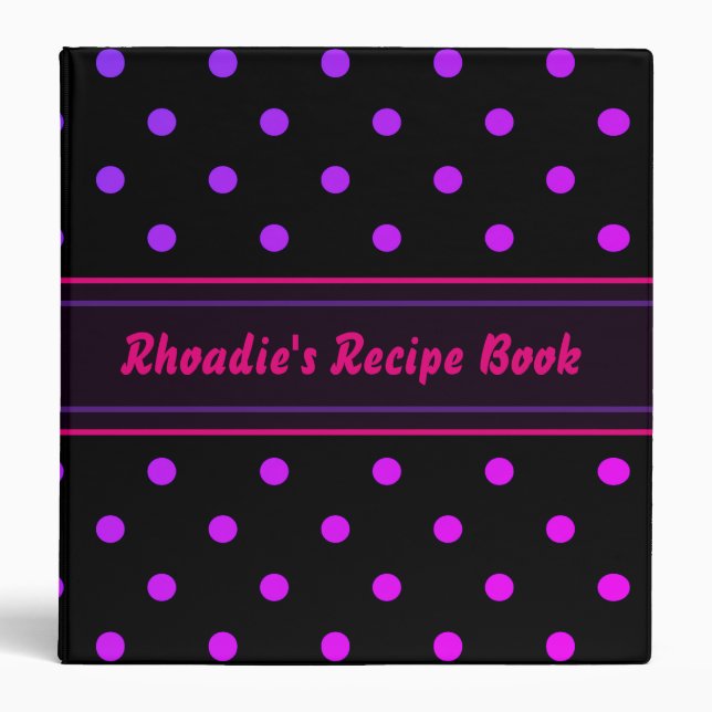 Pretty Polka Dots Recipe Book 3 Ring Binder (Front)