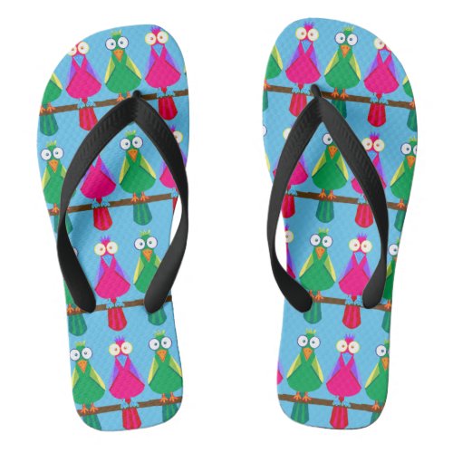 Pretty polly parrots flip flops