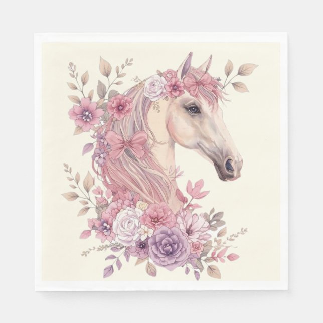 Pretty Ponies and Petals Horse Party Napkins (Front)