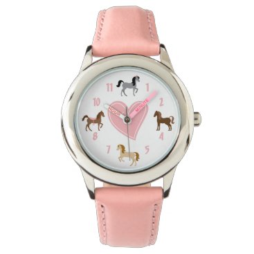 Pretty Ponies and Pink Heart Horse Watch
