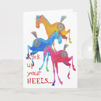Pretty Ponies Red birthday  card