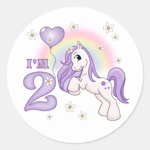 Pretty Pony 2nd Birthday Classic Round Sticker