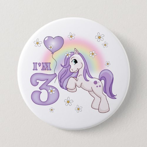 Pretty Pony 3rd Birthday Pinback Button
