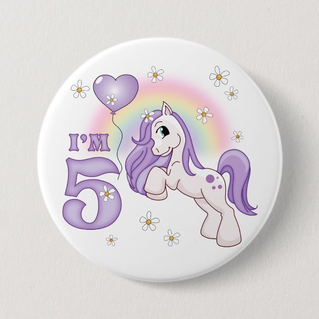 Pretty Pony 5th Birthday Button (Front)