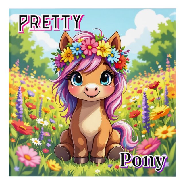 Pretty Pony | Cute Cartoon Kid's Nursery Art (Front)