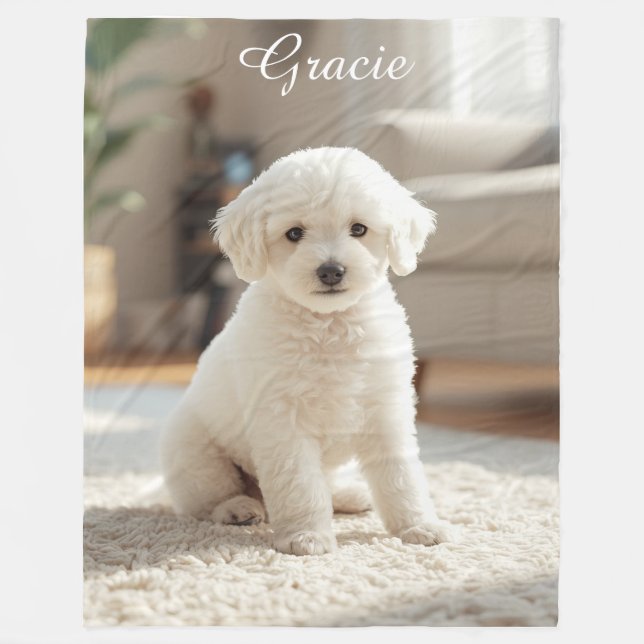 Pretty Poodle Personalized Fleece Blanket (Front)