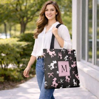 Pretty Poodles Monogram Pink and Black