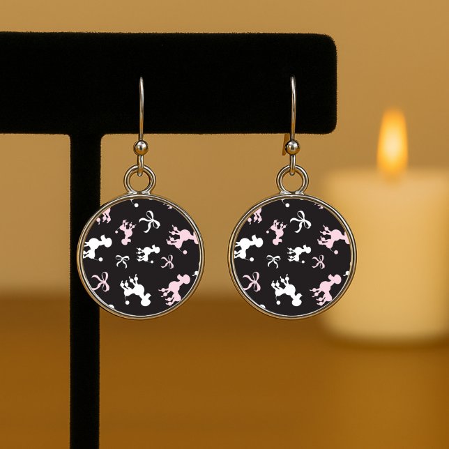Pretty Poodles Pink and Black Earrings (Creator Uploaded)
