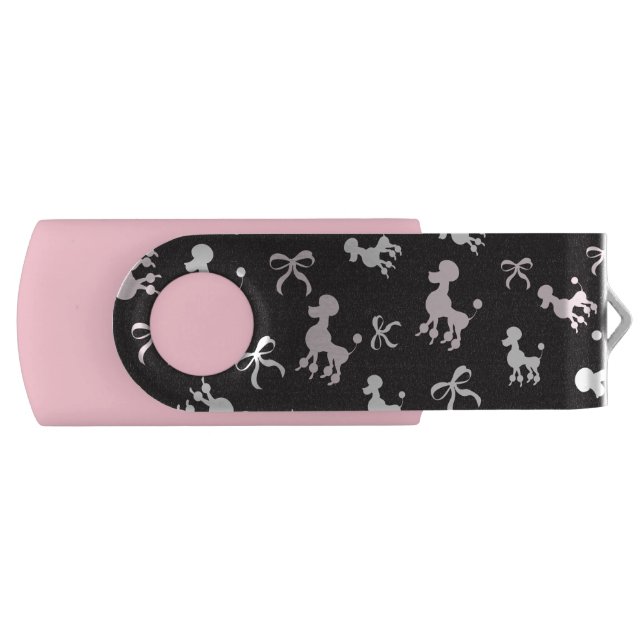 Pretty Poodles Pink and Black Flash Drive (Front)