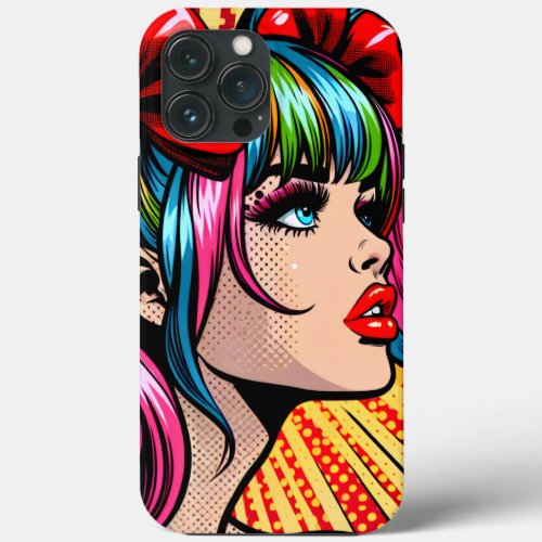 Pretty Pop Art Comic Girl Colorful Ai Art iPhone 13 Pro Max Case