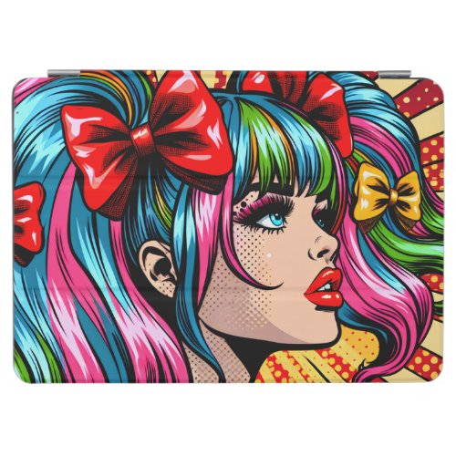 Pretty Pop Art Comic Girl Colorful Ai Art iPad Air Cover