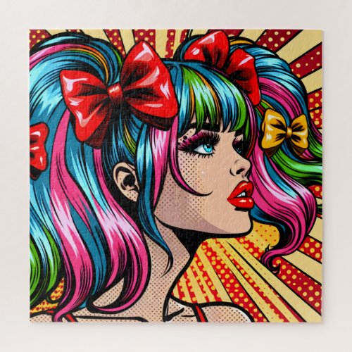 Pretty Pop Art Comic Girl Colorful Ai Art Jigsaw Puzzle