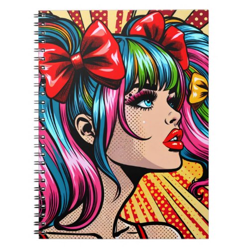 Pretty Pop Art Comic Girl Colorful Ai Art Notebook