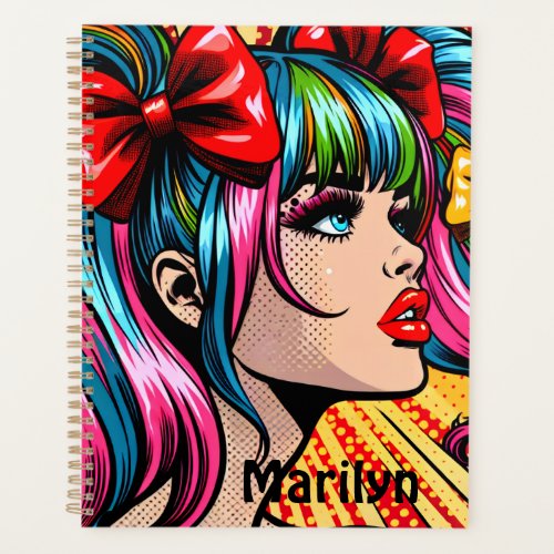 Pretty Pop Art Comic Girl Colorful Personalized Planner