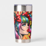 Pretty Pop Art Comic Girl with Bows Insulated Tumbler
