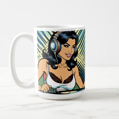 Pretty Pop Art Deejay Jamming Coffee Mug