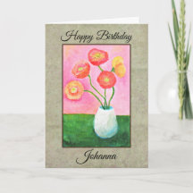 Pretty Poppies Custom Name & Text Floral Birthday