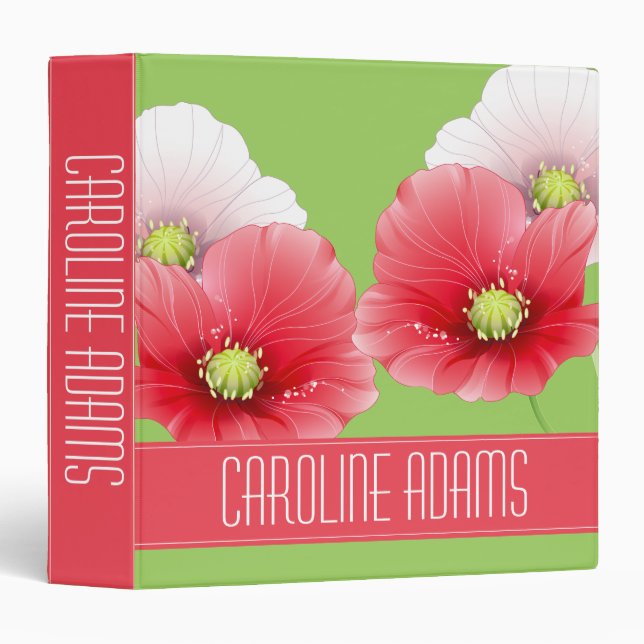Pretty Poppies Floral Monogram Binder (Front/Spine)