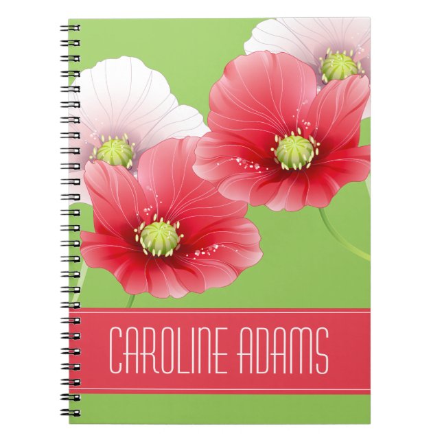 Pretty Poppies Floral Monogram Notebook (Front)