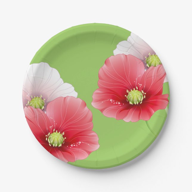 Pretty Poppies Floral Paper Plates (Front)