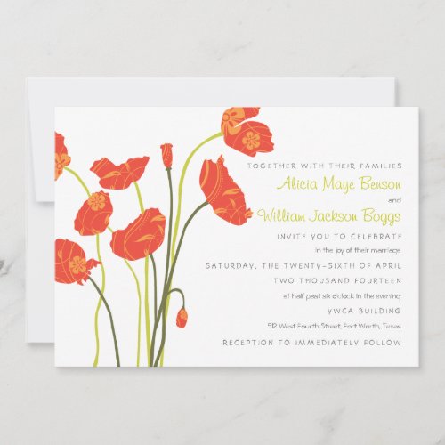 Pretty Poppies Horizontal Invitation Card