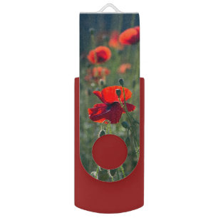 Pretty Poppies in Wild Meadow Photo Flash Drive