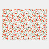 Pretty Poppies Mixed Floral Pattern & Polka Dots Wrapping Paper Sheets (Front)