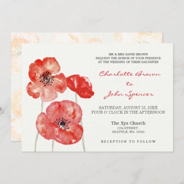 Pretty Poppies Modern floral wedding invites