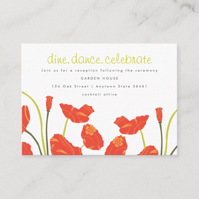 Pretty Poppies Reception & Informational Card (Front)