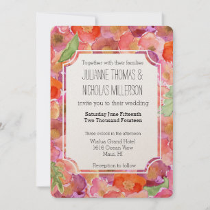 Pretty Poppies Watercolor Wedding Invitation