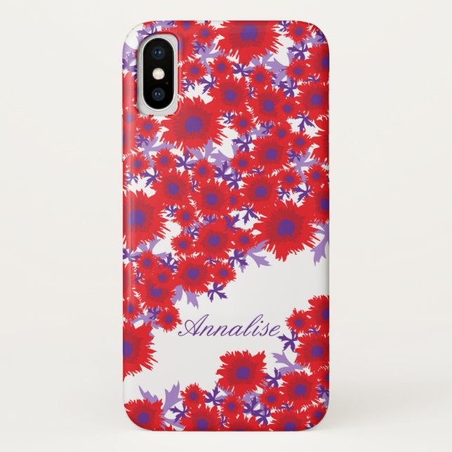 Pretty poppy botanic damask name Case-Mate iPhone case (Back)